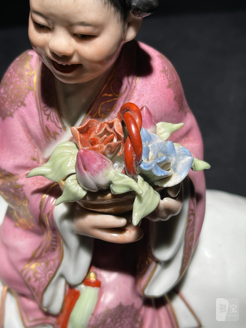 解放初 粉彩童子骑象瓷塑 - 图4
